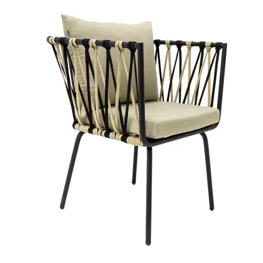 [53925SIT] San Miguel silla acero galvanizado negro, textilene y cojinería // Exterior 100%