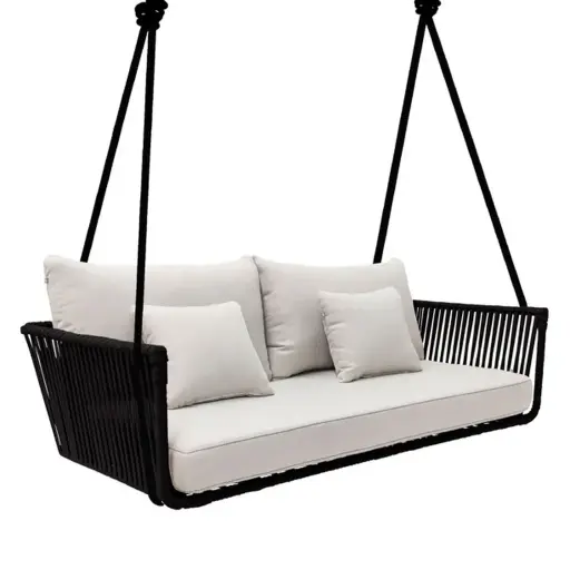 [54922CO] Vallarta columpio love metal negro cuerda negra cojinería en tela curri  // Exterior techado