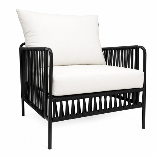 [53290SIT] Chetumal sillón acero galvanizado negro textilene negro y loneta // Exterior 100% 