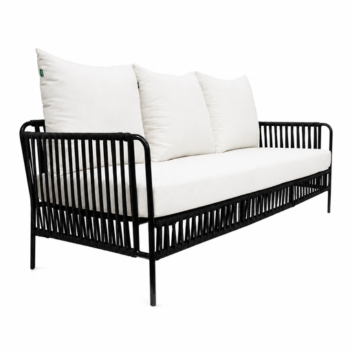 [56439SOT] Chetumal sofá acero galvanizado negro cuerda textilene loneta // Exterior 100%  
