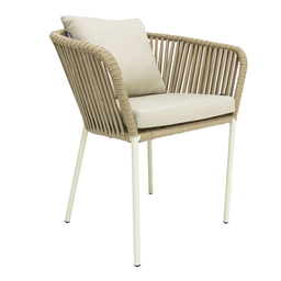 [58367SI] Jalisco silla metal beige cuerda beige cojin asiento y respaldo en tela loneta de exterior