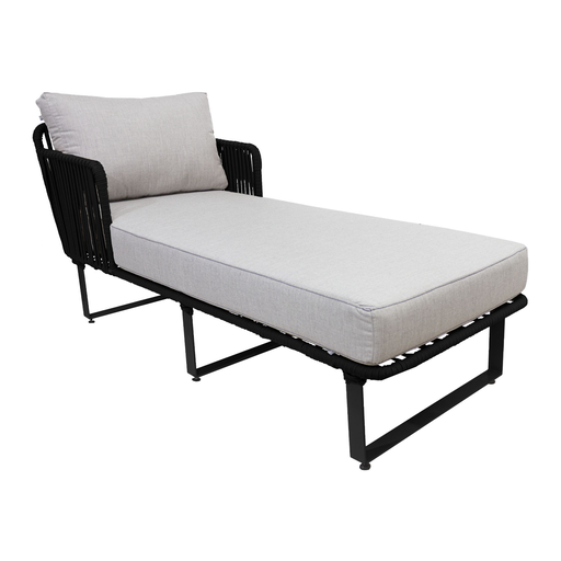 [58347CA] Vallarta camastro metal negro cuerda beige tela loneta // Exterior techado