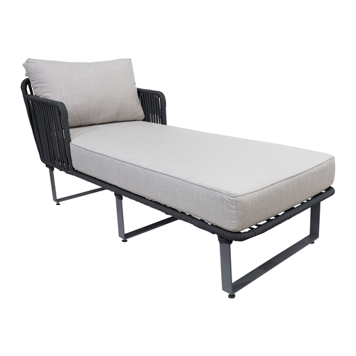 [48967CAT] Vallarta camastro metal negro cuerda textilene gris tela loneta // Exterior 100 %