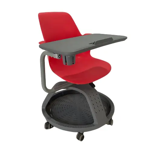 [59273PU] Pupitre mesa banco giratorio con ruedas color roja