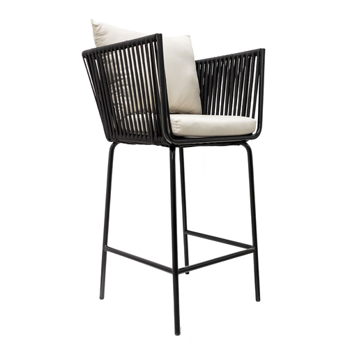 [50207BA] Chetumal banco metal negro cuerda negro tela curri // Exterior techado