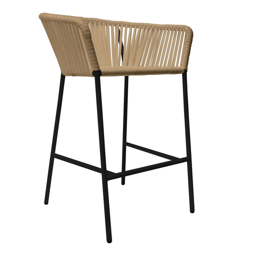 [50618BA] Jalisco banco metal negro cuerda beige // Exterior techado