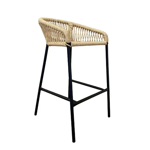 [CMXB21T] Tequila banco metal negro cuerda beige // Exterior techado