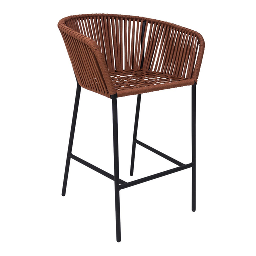 [53728BA] Jalisco banco metal negro cuerda terracota // Exterior techado