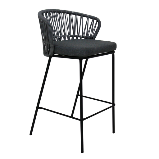 [CMXBA02] Etzatlan banco estibable metal negro cojín // Exrterior techado