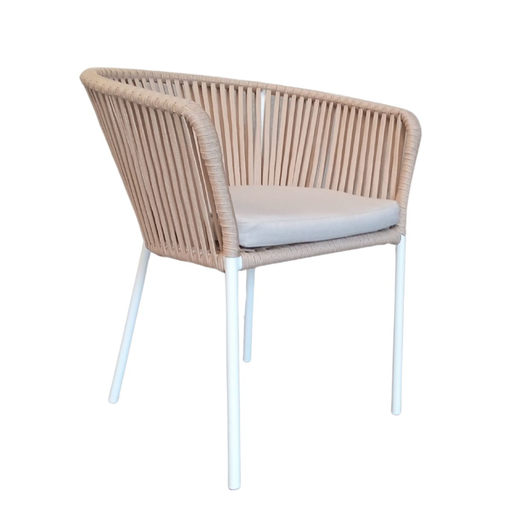 [CMX027CA] Jalisco silla metal beige cuerda beige cojin asiento en curri