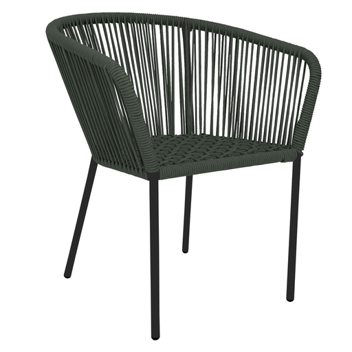 [53257SI] Ameca silla estructura negra cuerda verde militar // Exterior techado