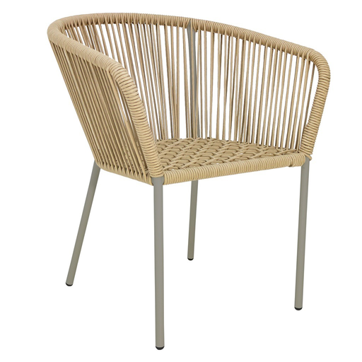 [53262SI] Ameca silla estructura gris cuerda beige // Exterior techado