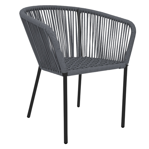 [53269SI] Ameca silla estructura negra cuerda gris // Exterior techado