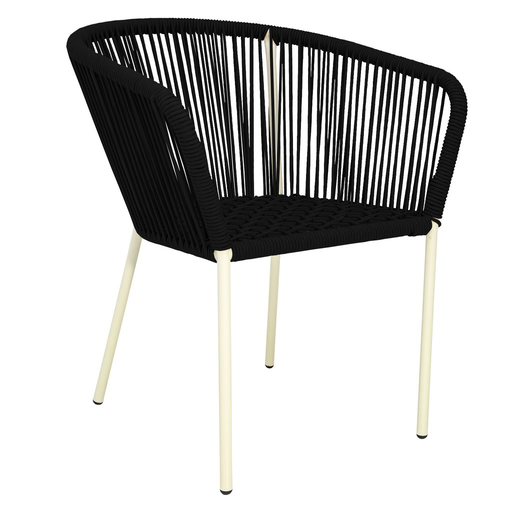 [53278SI] Ameca silla estructura beige cuerda negra // Exterior techado