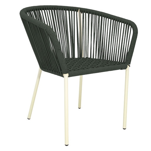 [53282SI] Ameca silla estructura beige cuerda verde militar // Exterior techado