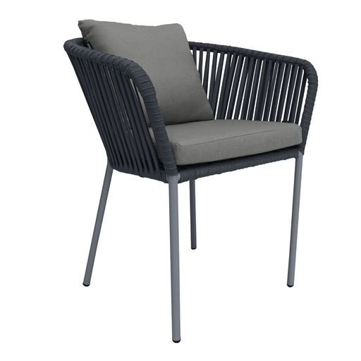[54037SI] Jalisco silla metal gris cuerda gris cojines asiento y respaldo // Exterior techado