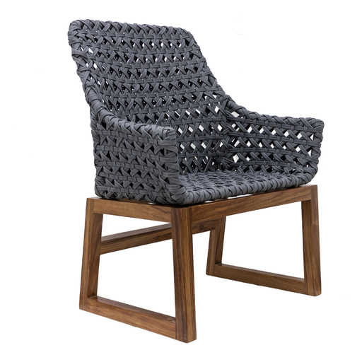 [50300SI] Bacalar sillon metal negro tejido con nylon gris // PEDIDO ESPECIAL 10 PZAS MIN. // Exterior techado 