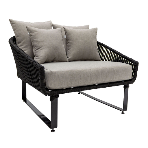 [50093SI] Vallarta sillón lounge cuerda negra cojinería // Exterior techado